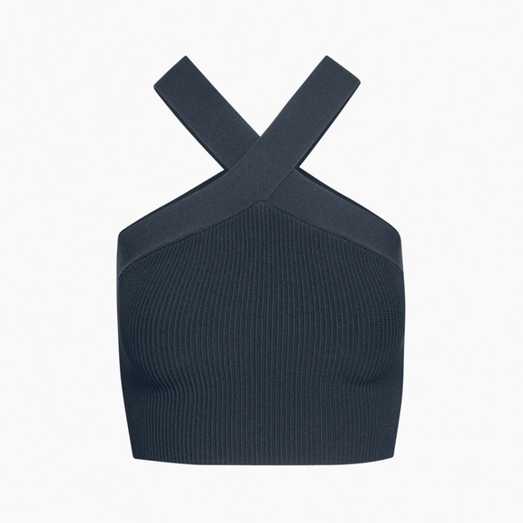 Babaton Tops - NWOT Aritzia Babaton 2XS Sculpt Knit Criss Cross Black Cropped Tank